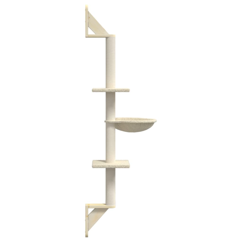 Albero per Gatti con Tiragraffi a Parete Crema 142,5 cm