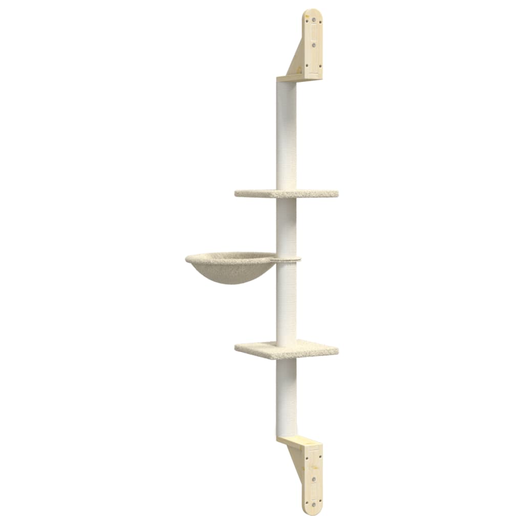 Albero per Gatti con Tiragraffi a Parete Crema 142,5 cm