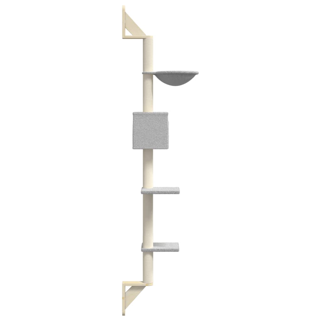 Albero per Gatti con Tiragraffi a Parete Grigio Chiaro 187 cm