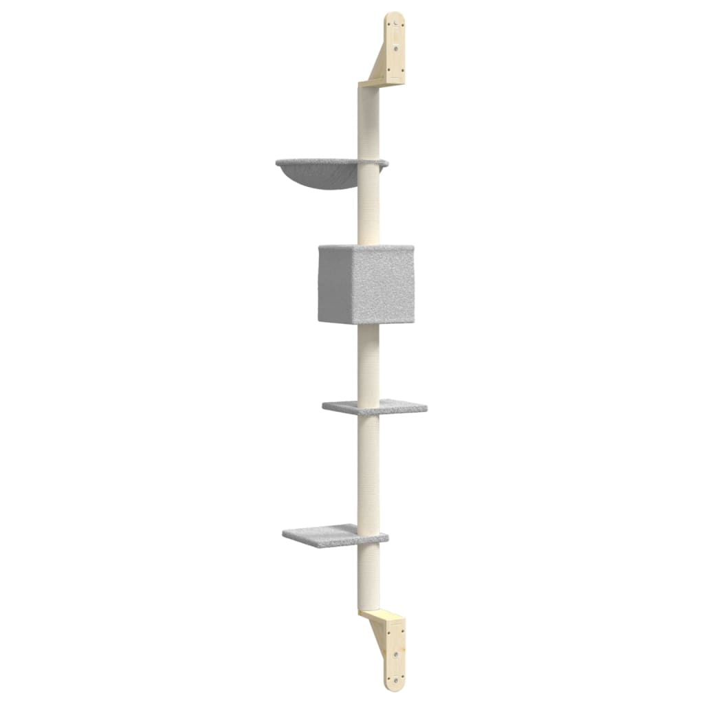 Albero per Gatti con Tiragraffi a Parete Grigio Chiaro 187 cm
