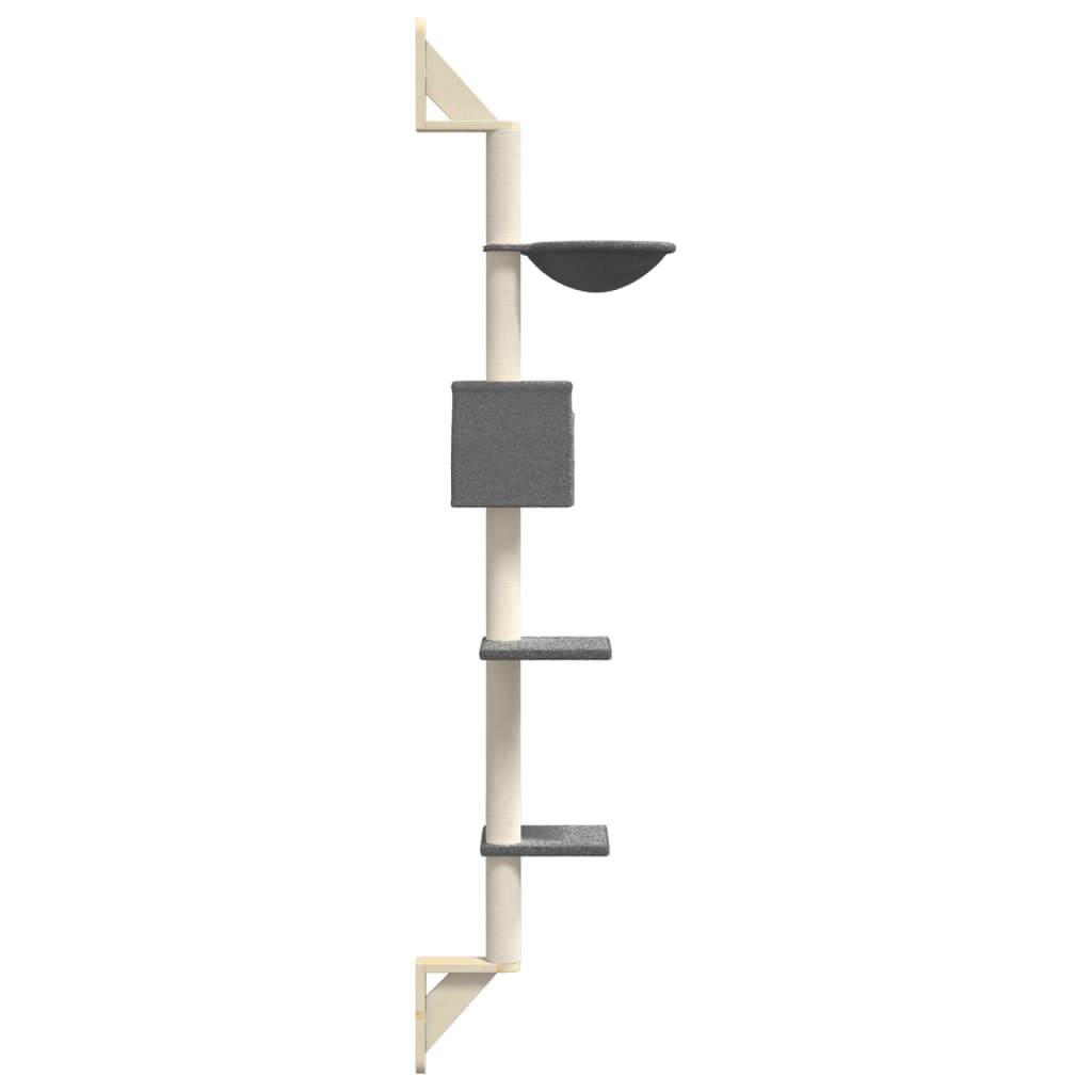 Albero per Gatti con Tiragraffi a Parete Grigio Scuro 187 cm