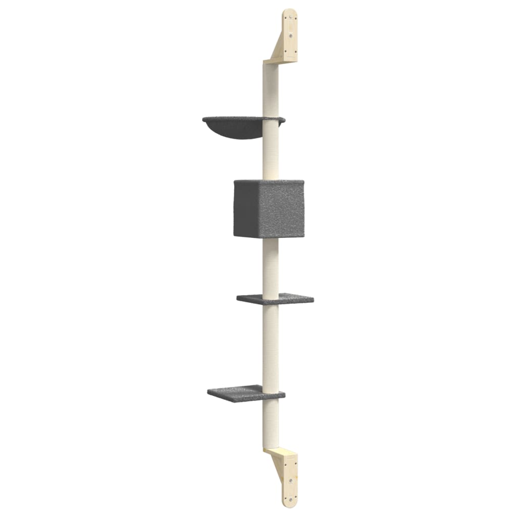 Albero per Gatti con Tiragraffi a Parete Grigio Scuro 187 cm