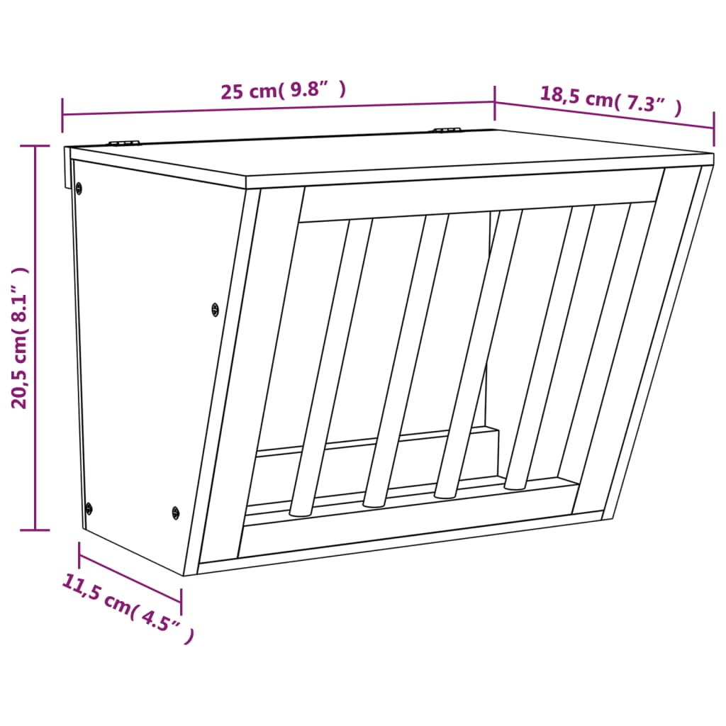 Mangiatoia per Conigli 25x18,5x20,5 cm Legno Massello di Abete