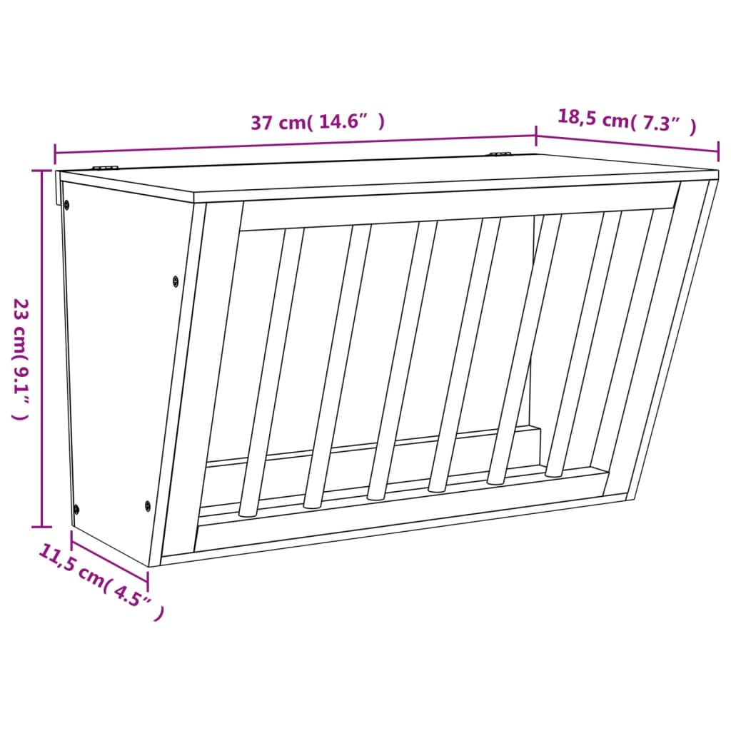 Mangiatoia per Conigli 37x18,5x23 cm in Legno Massello di Abete