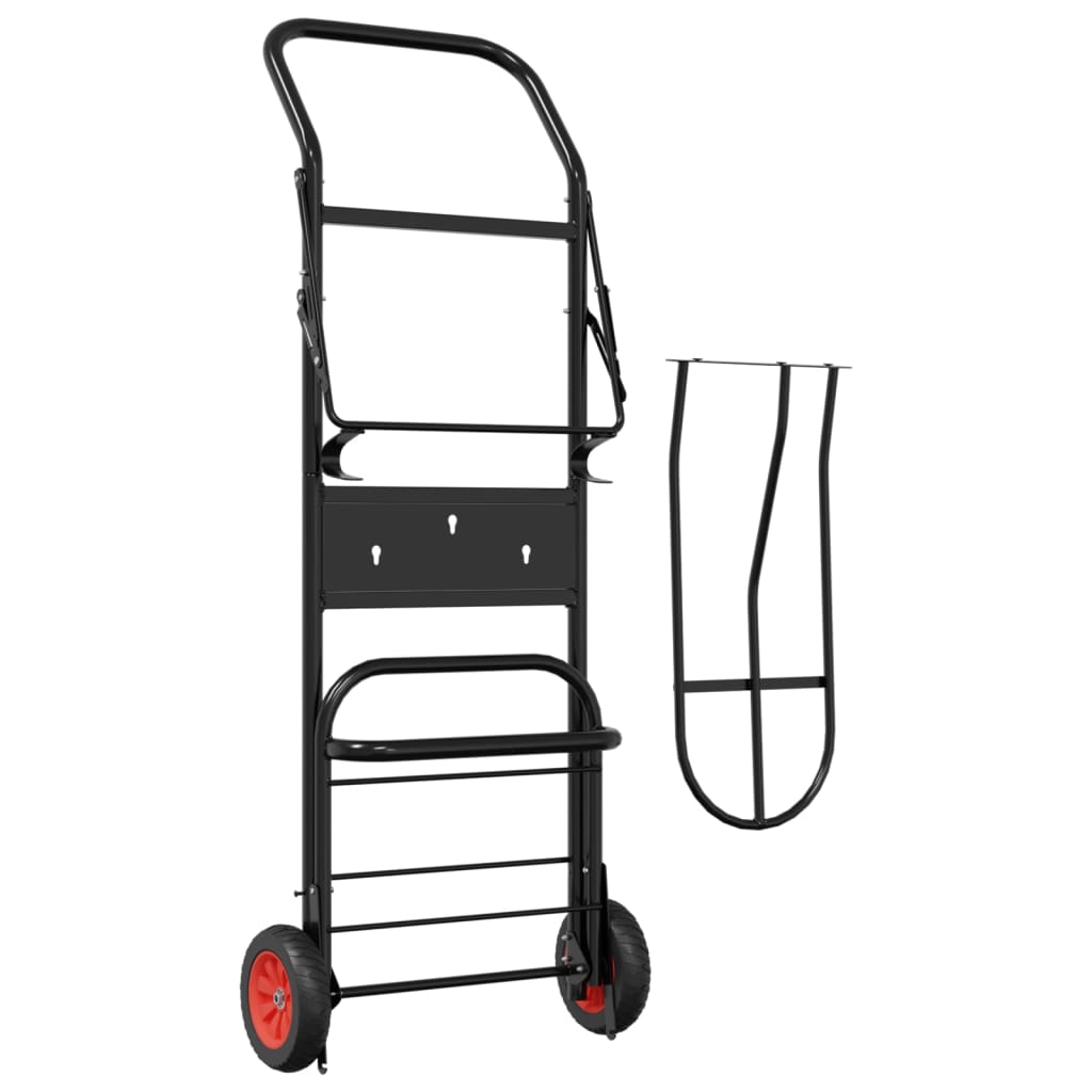 Carrello da Sella Pieghevole Nero in Acciaio