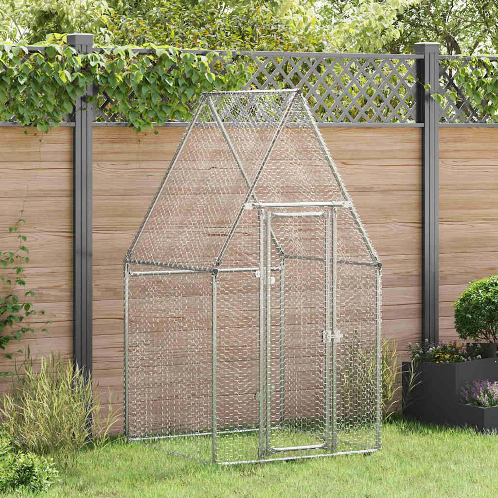 Gabbia per Polli Argento 100x100x190 cm in Acciaio Zincato