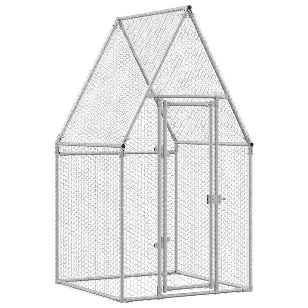 Gabbia per Polli Argento 100x100x190 cm in Acciaio Zincato