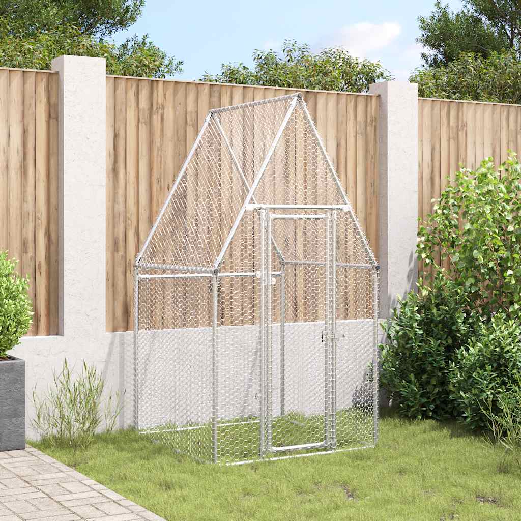 Gabbia per Polli Argento 100x100x190 cm in Acciaio Zincato
