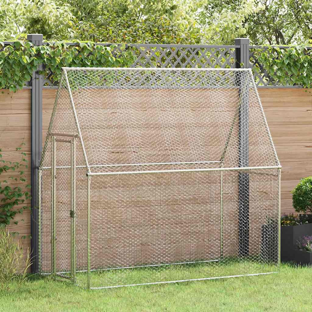 Gabbia per Polli Argento 200x100x190 cm in Acciaio Zincato