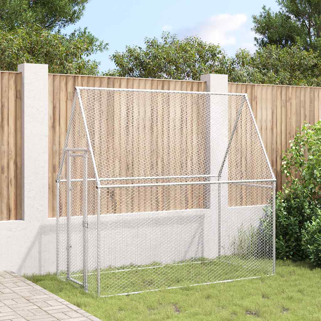 Gabbia per Polli Argento 200x100x190 cm in Acciaio Zincato