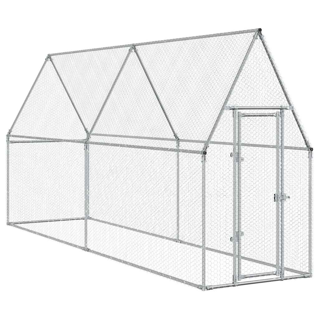 Gabbia per Polli Argento 400x100x190 cm in Acciaio Zincato