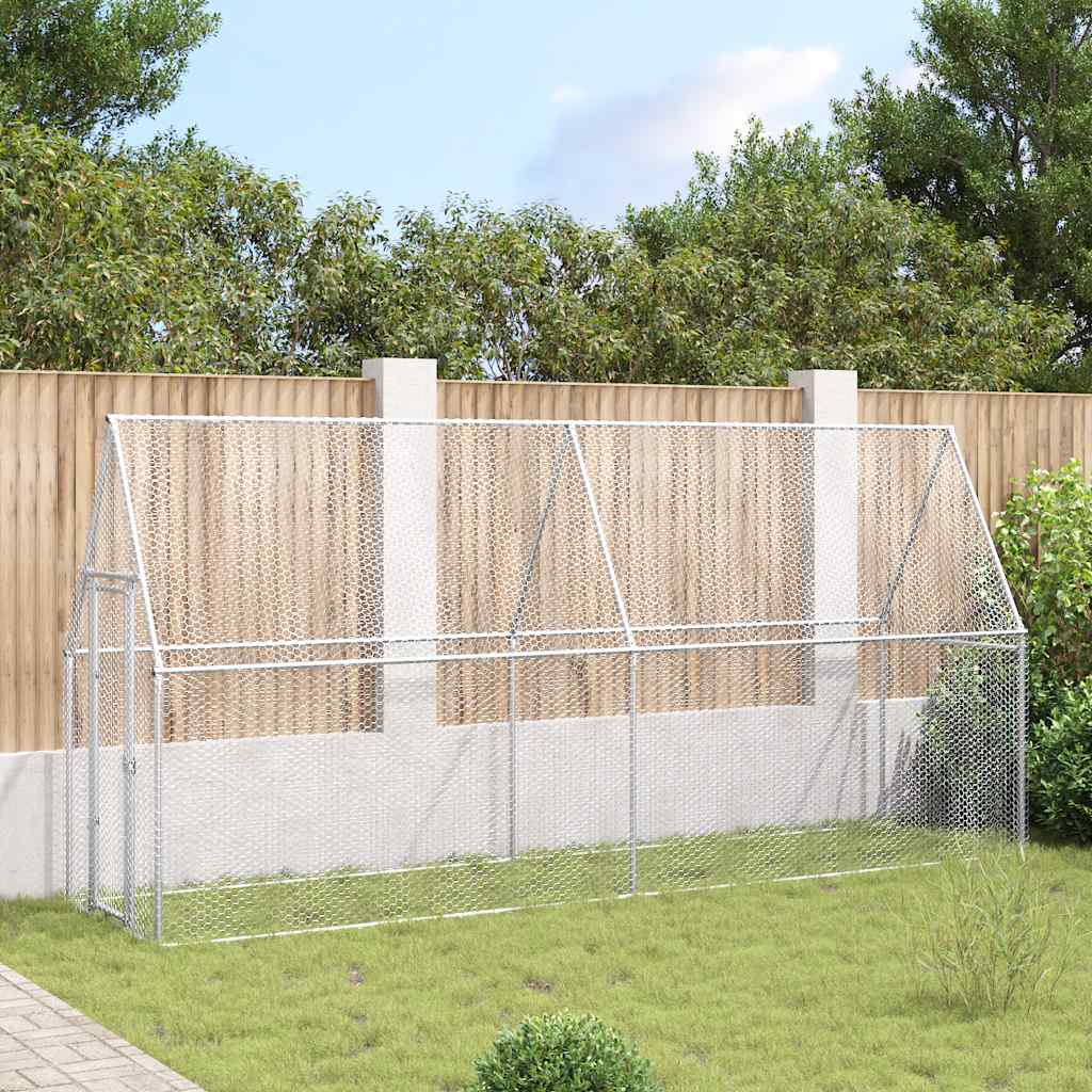 Gabbia per Polli Argento 400x100x190 cm in Acciaio Zincato