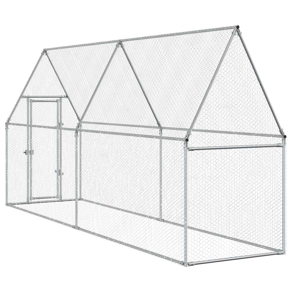 Gabbia per Polli Argento 400x100x190 cm in Acciaio Zincato