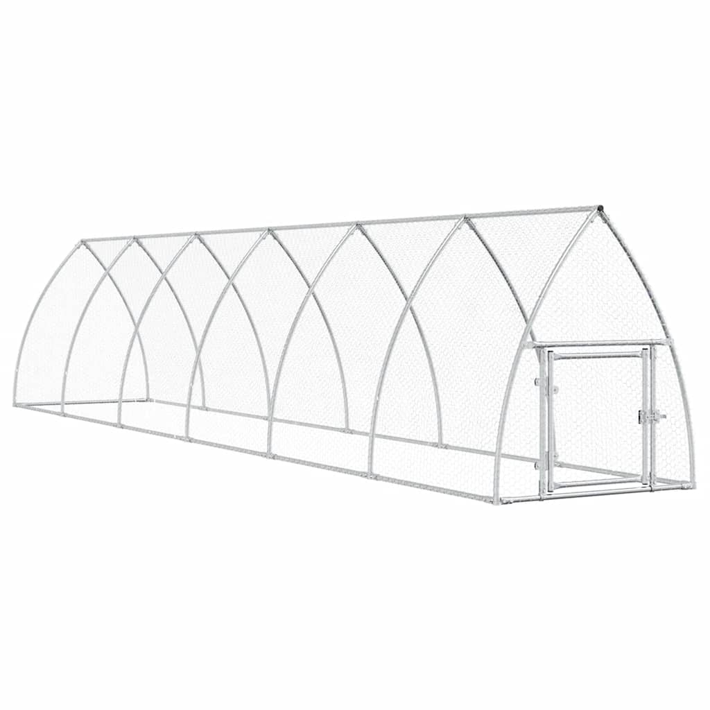 Gabbia per Polli Argento 600x105x120 cm in Acciaio Zincato