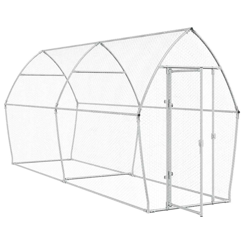 Gabbia per Polli Argento 400x105x182 cm in Acciaio Zincato
