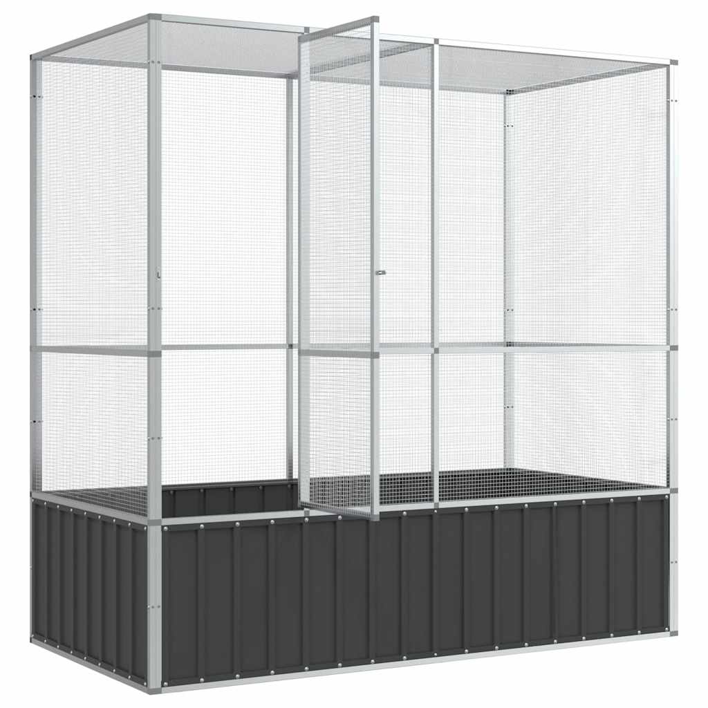 Voliera Argento 210,5x107x212 cm in Acciaio