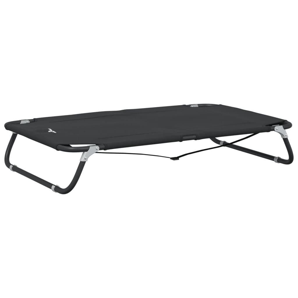 Lettino per Cani Pieghevole Tessuto Oxford Antracite e Acciaio