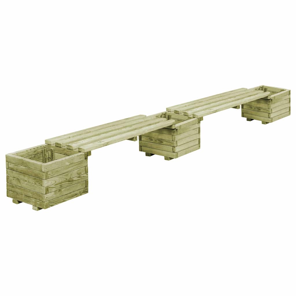 Panca con Fioriere da Giardino B-Stock Pino Massello Impregnato