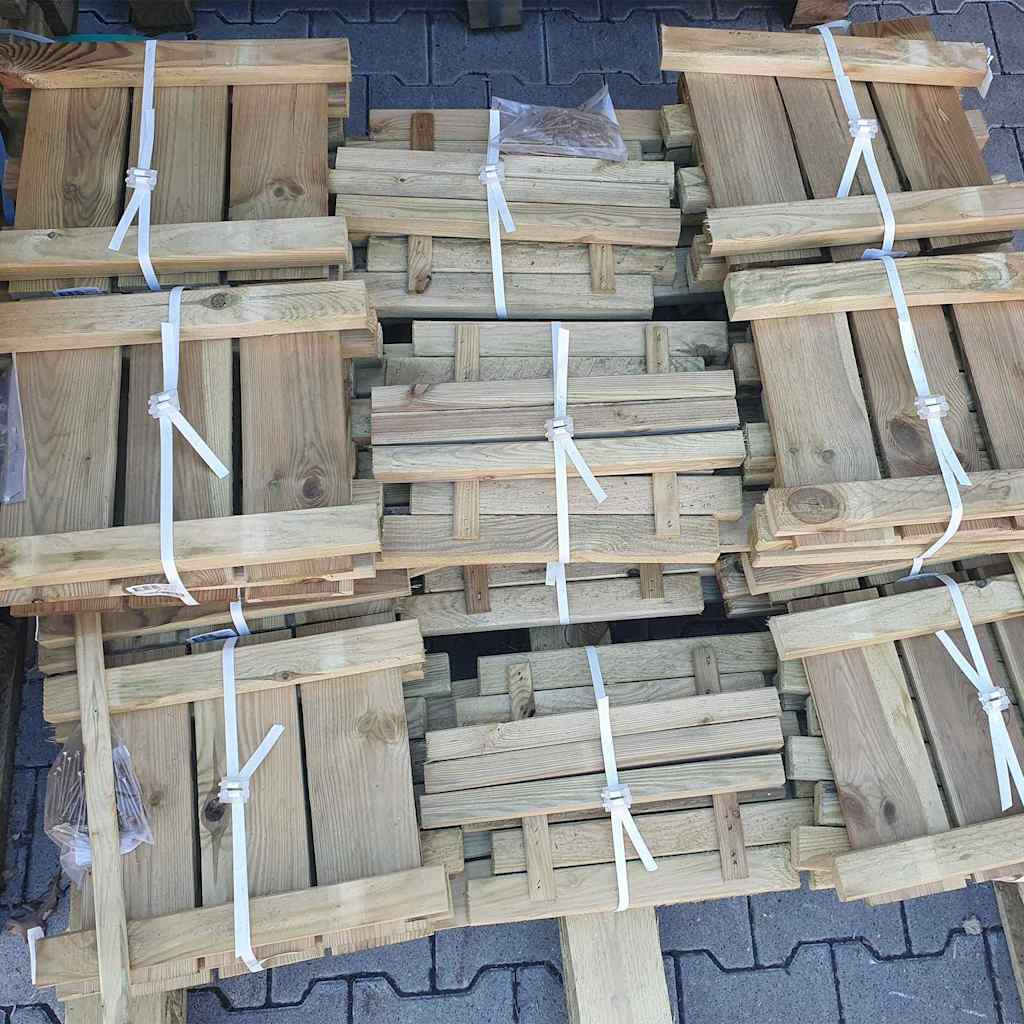 Panca con Fioriere da Giardino B-Stock Pino Massello Impregnato
