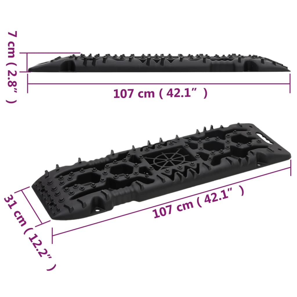 Tavole di Trazione 2 pz Nere 107x31x7 cm Nylon