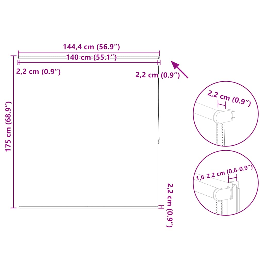 Tenda a rullo oscurante 144,4x175 cm Tessuto Larghezza 140 cm blu marino
