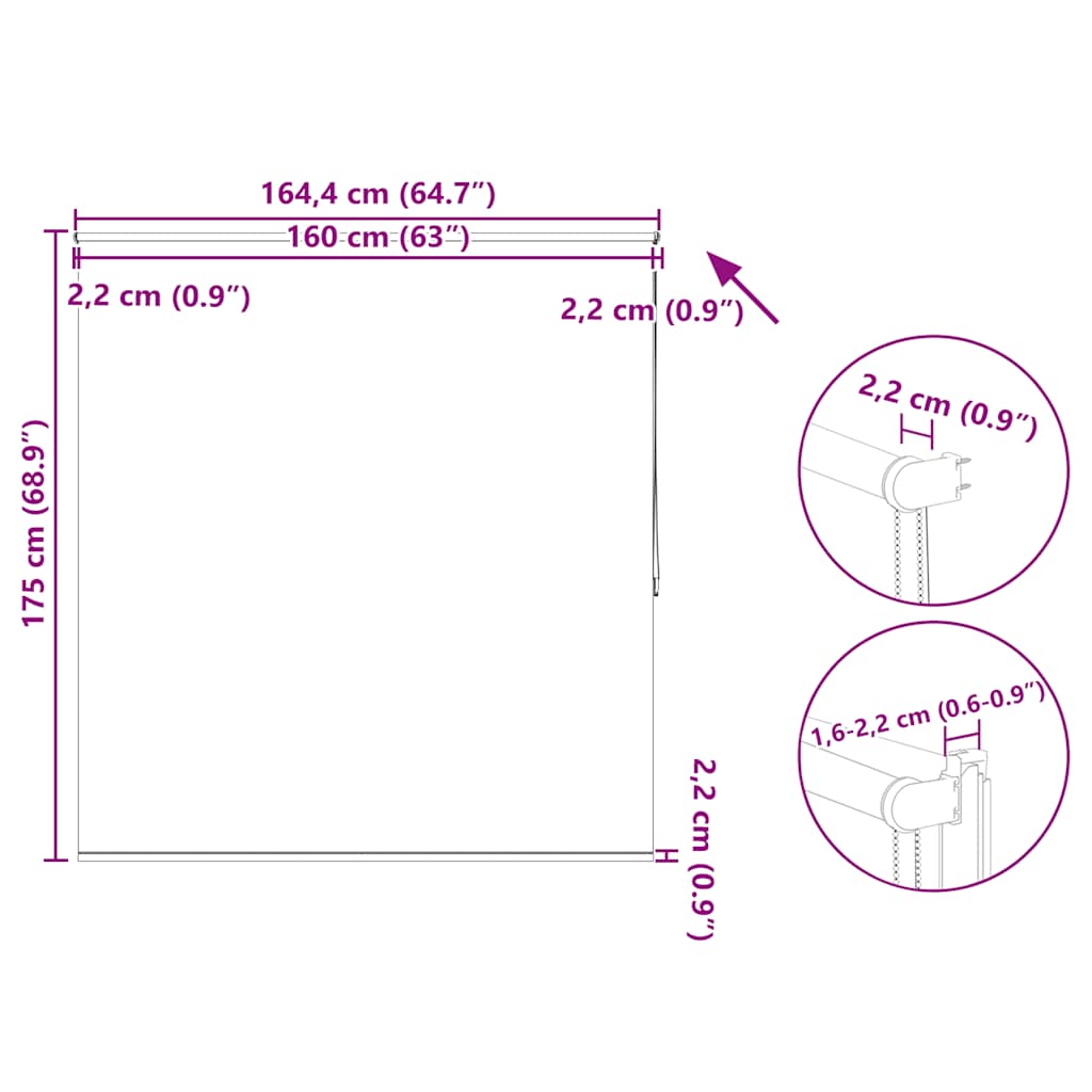Tenda a rullo oscurante 164,4x175 cm Tessuto Larghezza 160 cm rosso