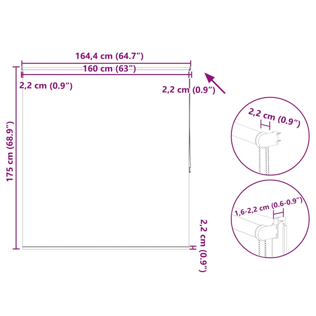 Tenda a rullo oscurante 164,4x175 cm Tessuto Larghezza 160 cm nero