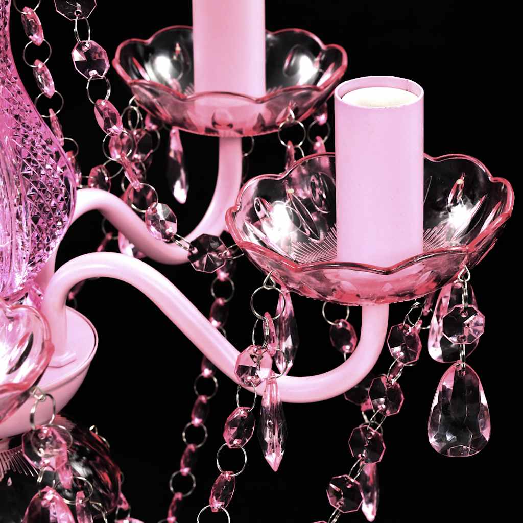 Lampadario in Cristallo 5 Lampadine Rosa