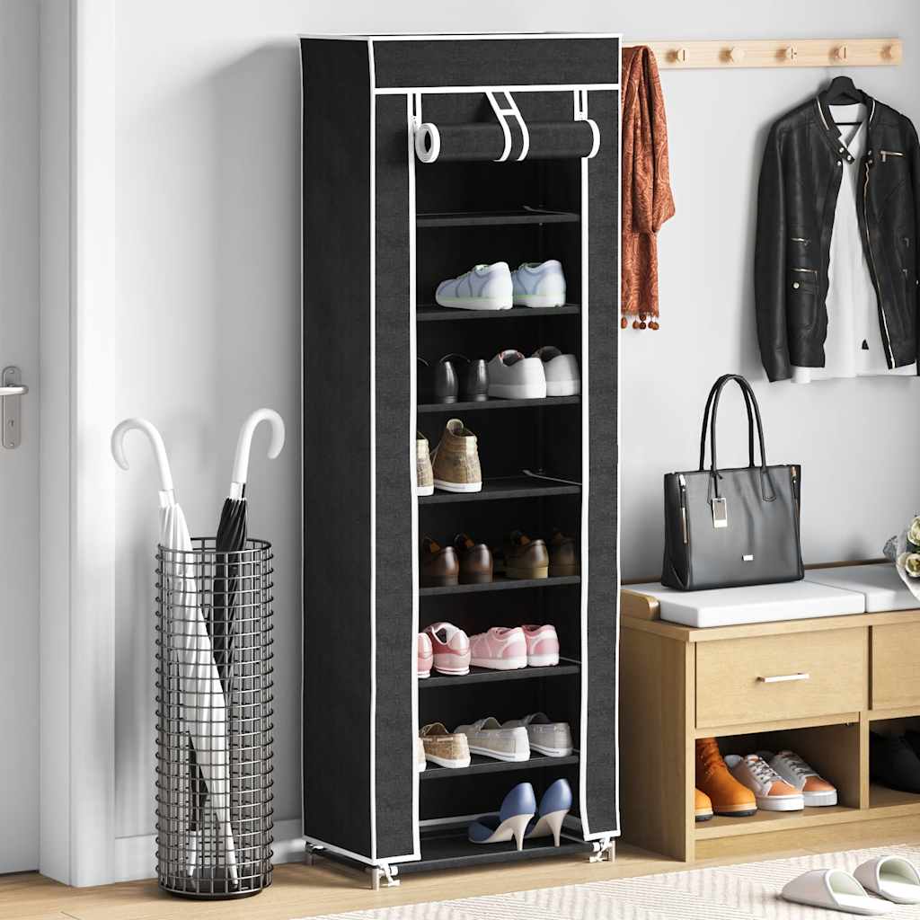 Scarpiera in Tessuto Richiudibile 57 x 29 x 162 cm Nera