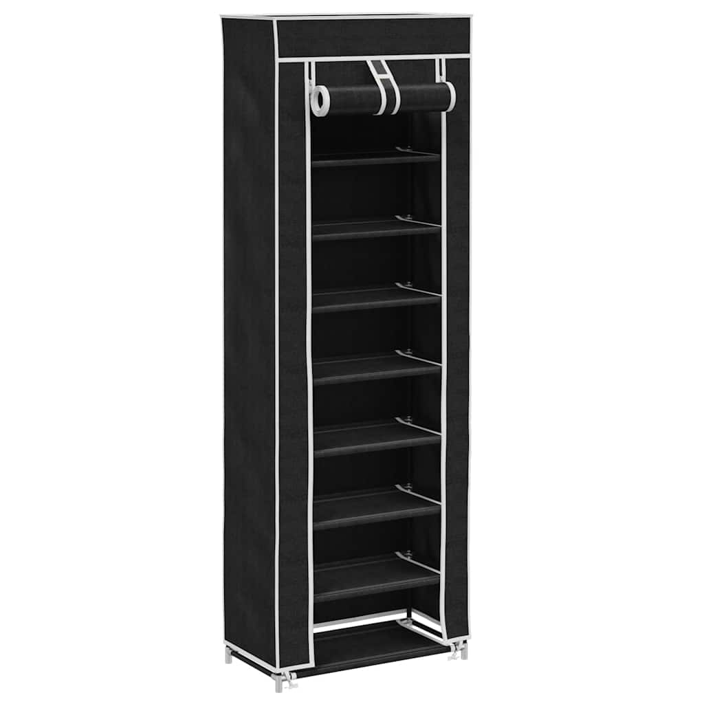 Scarpiera in Tessuto Richiudibile 57 x 29 x 162 cm Nera