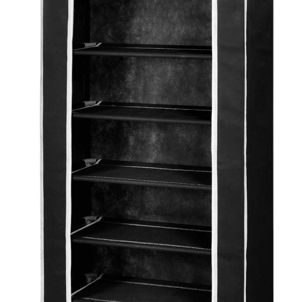 Scarpiera in Tessuto Richiudibile 57 x 29 x 162 cm Nera
