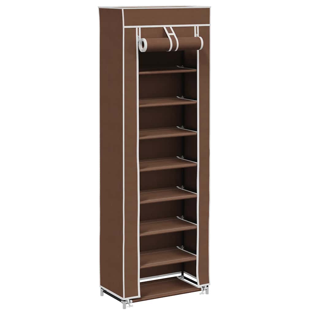 Scarpiera in Tessuto Richiudibile 57 x 29 x 162 cm Marrone