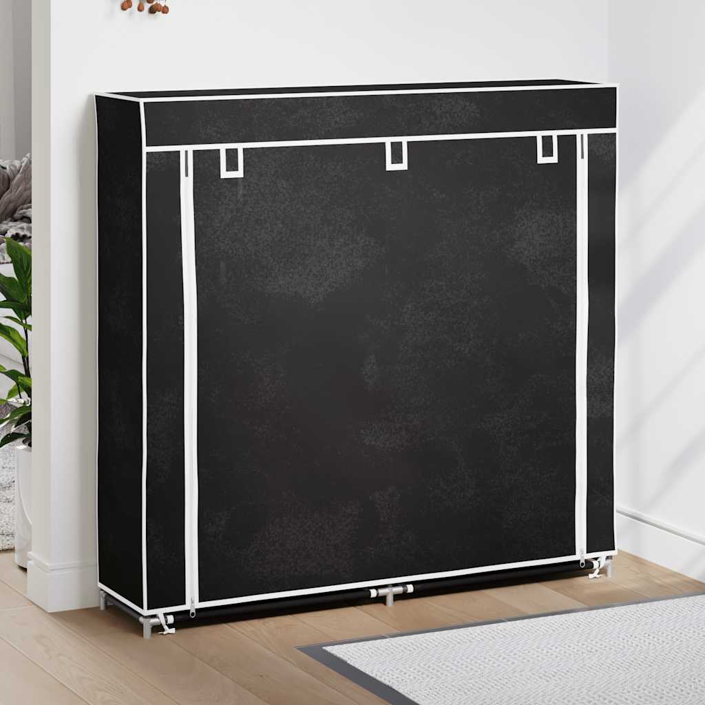 Scarpiera in Tessuto Richiudibile 115 x 28 x 110 cm Nera