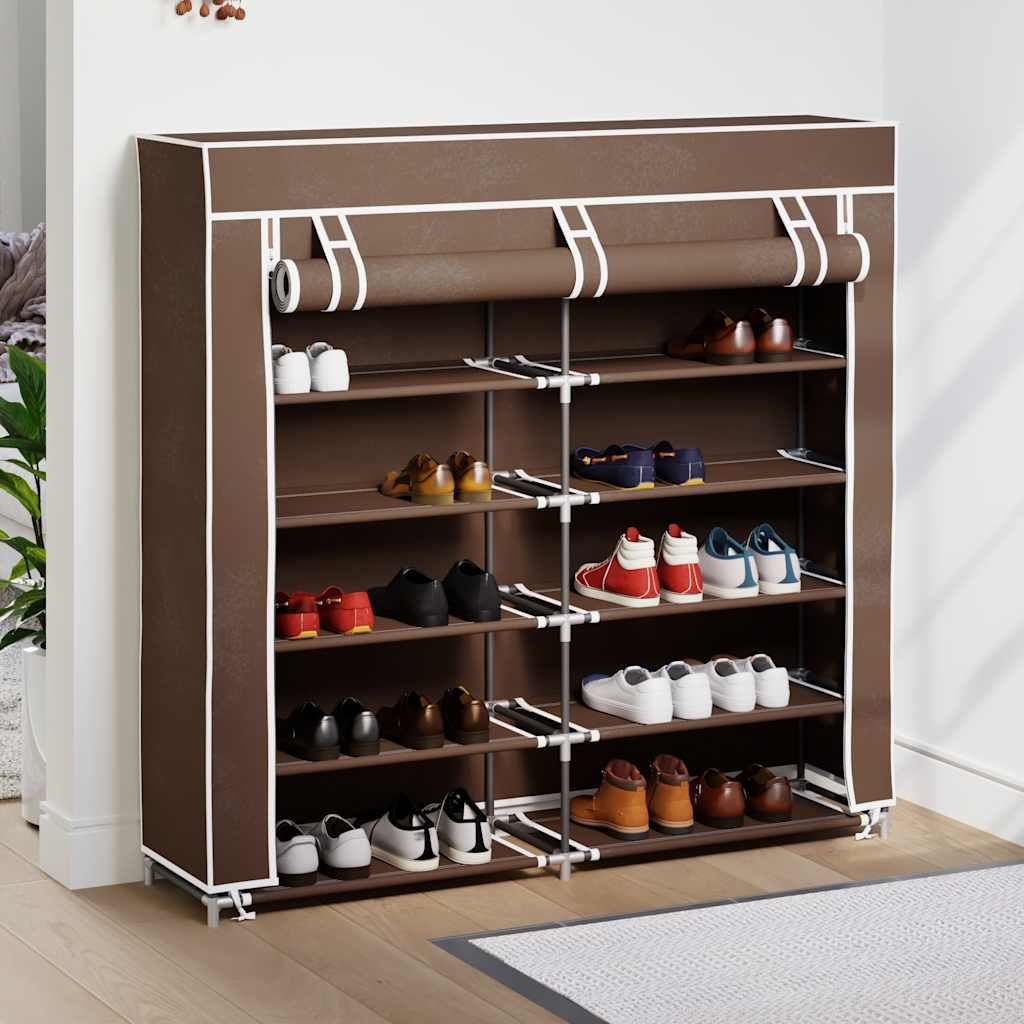 Scarpiera in Tessuto Richiudibile 115 x 28 x 110 cm Marrone