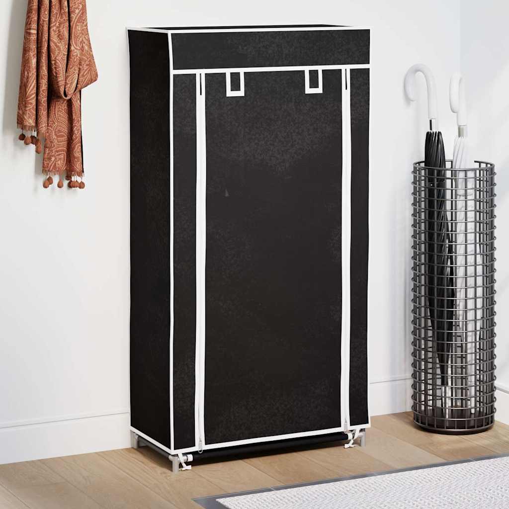 Scarpiera in Tessuto Richiudibile 58 x 28 x 106 cm Nera