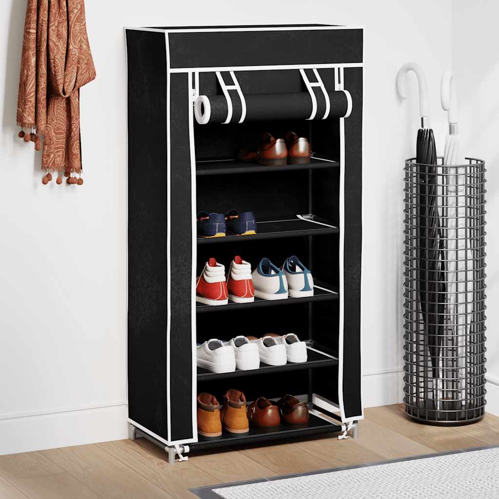 Scarpiera in Tessuto Richiudibile 58 x 28 x 106 cm Nera