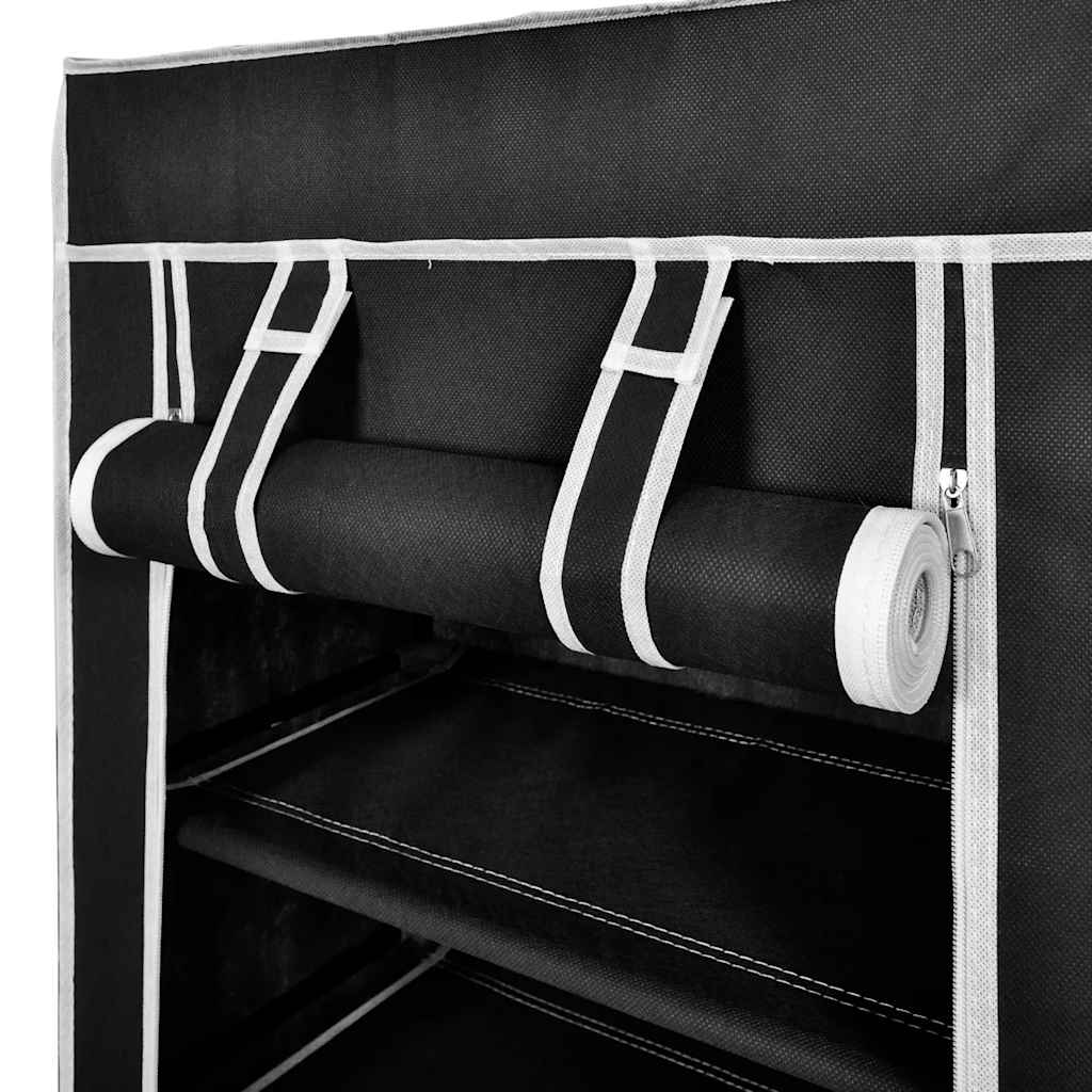 Scarpiera in Tessuto Richiudibile 58 x 28 x 106 cm Nera