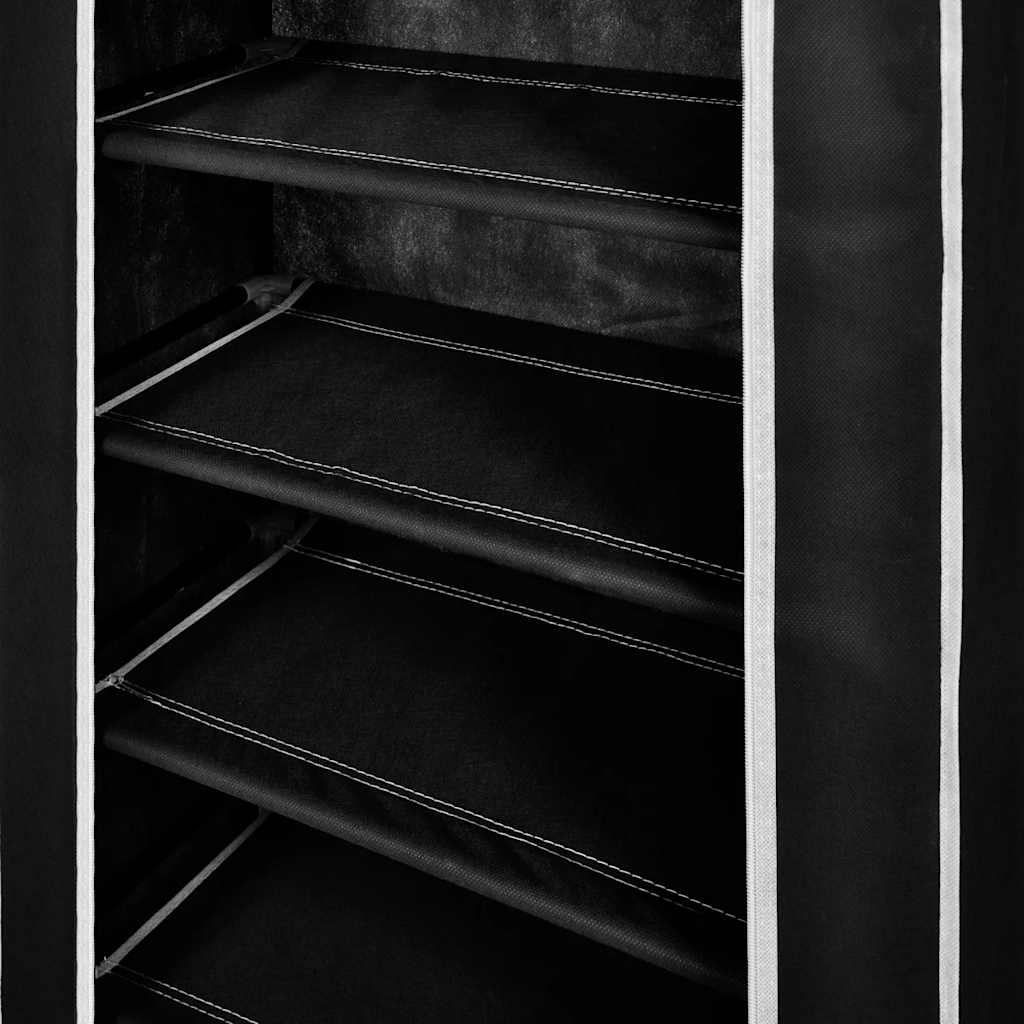 Scarpiera in Tessuto Richiudibile 58 x 28 x 106 cm Nera