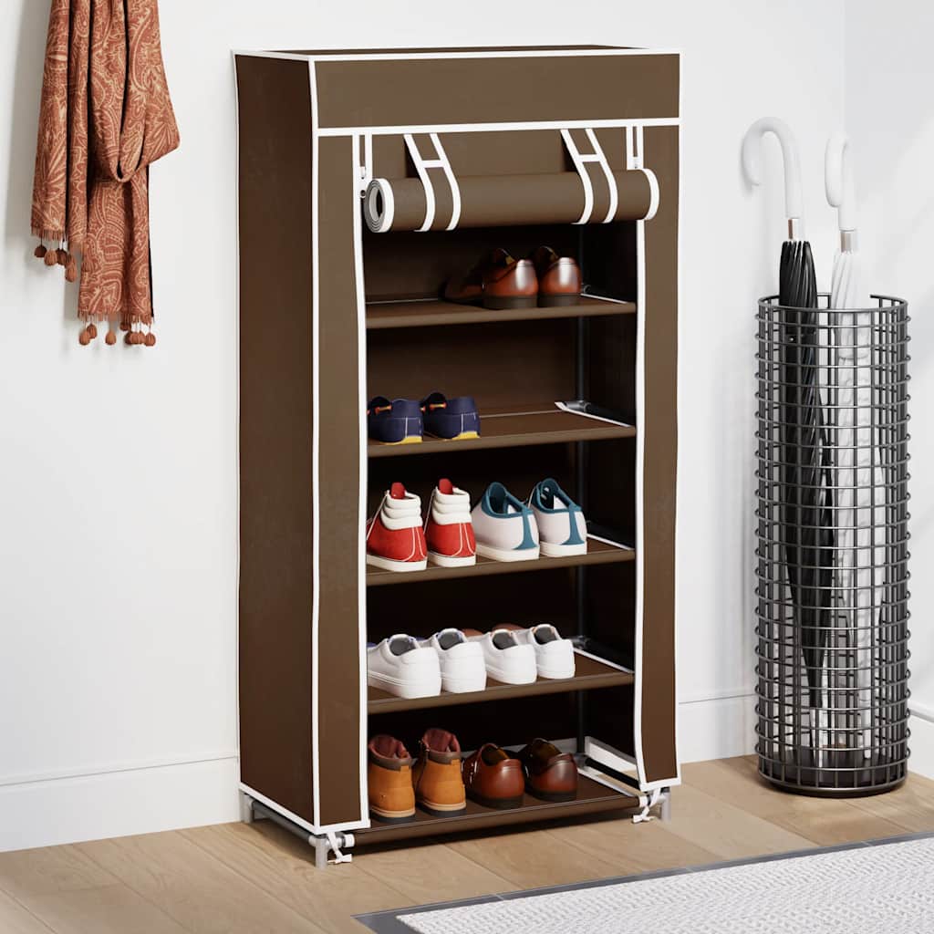 Scarpiera in Tessuto Richiudibile 58 x 28 x 106 cm Marrone