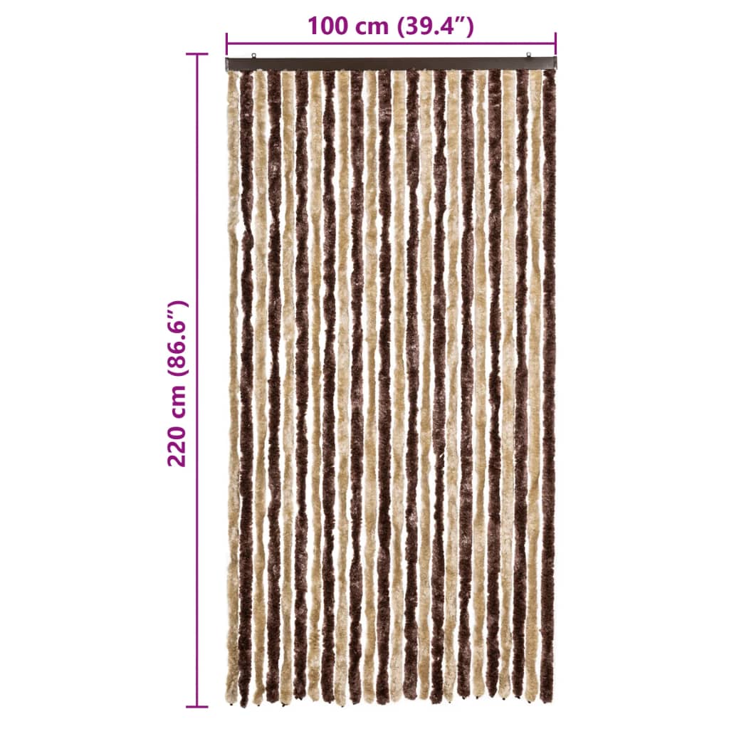 Zanzariera Beige e Marrone Chiaro 100x220 cm Ciniglia