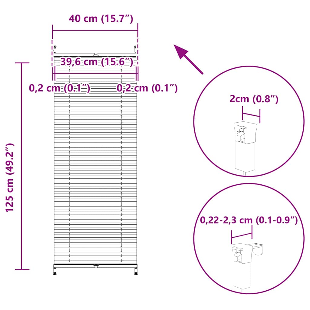 Tenda plissè 40x125cm bianca