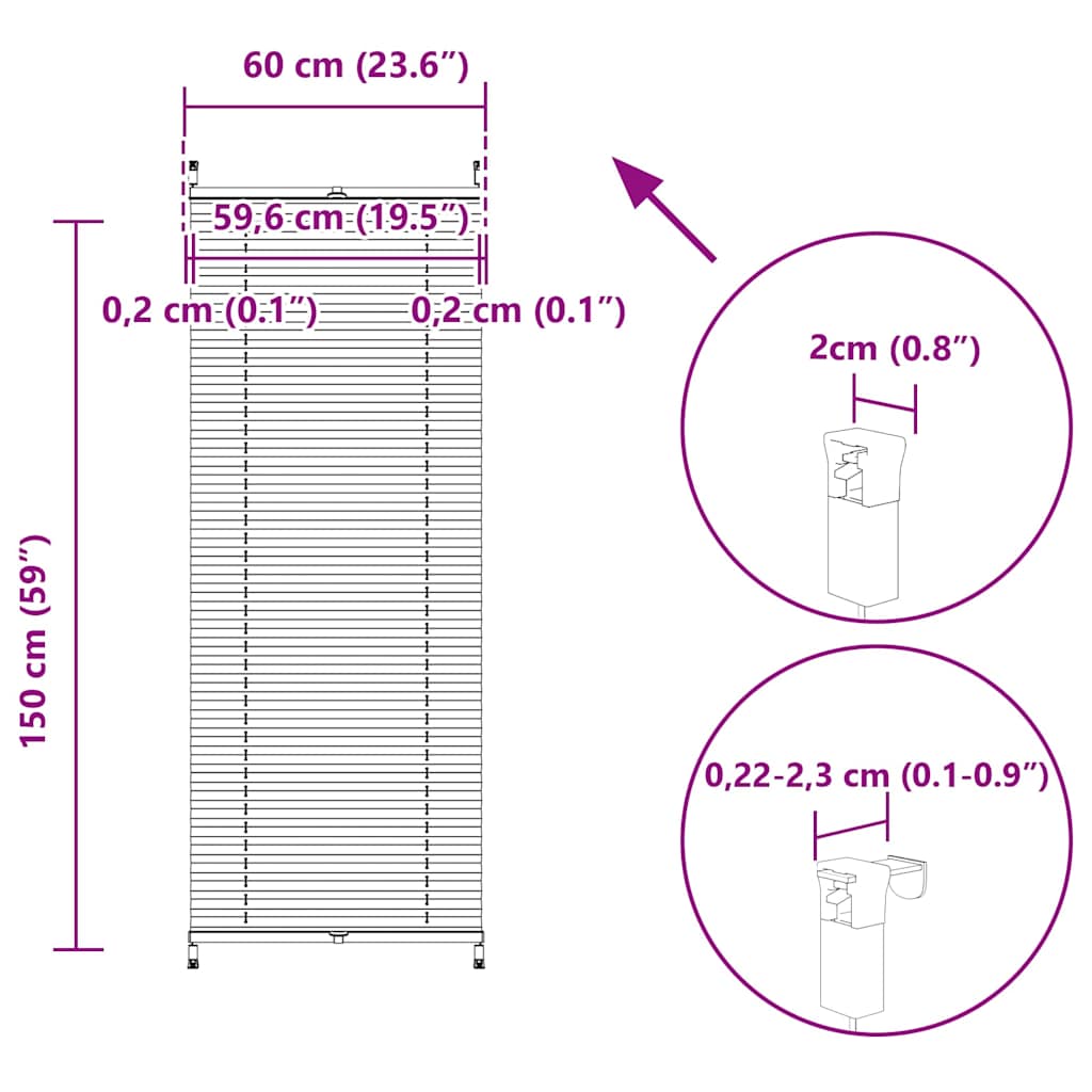 Tenda Plissettata 60x150cm Bianca Oscurante