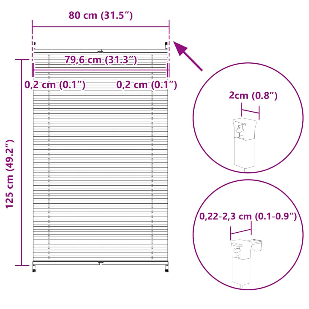 Tenda plissè 80x125cm bianca