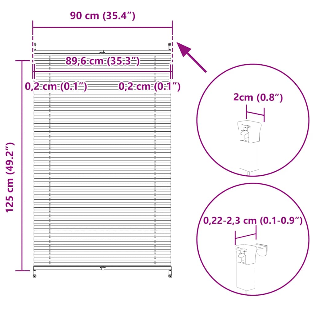 Tenda plissè 90x125cm bianca