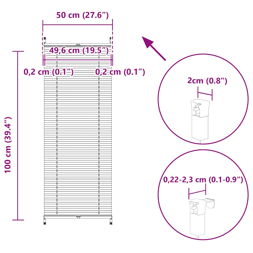 Tenda plissè 50x100cm Crema