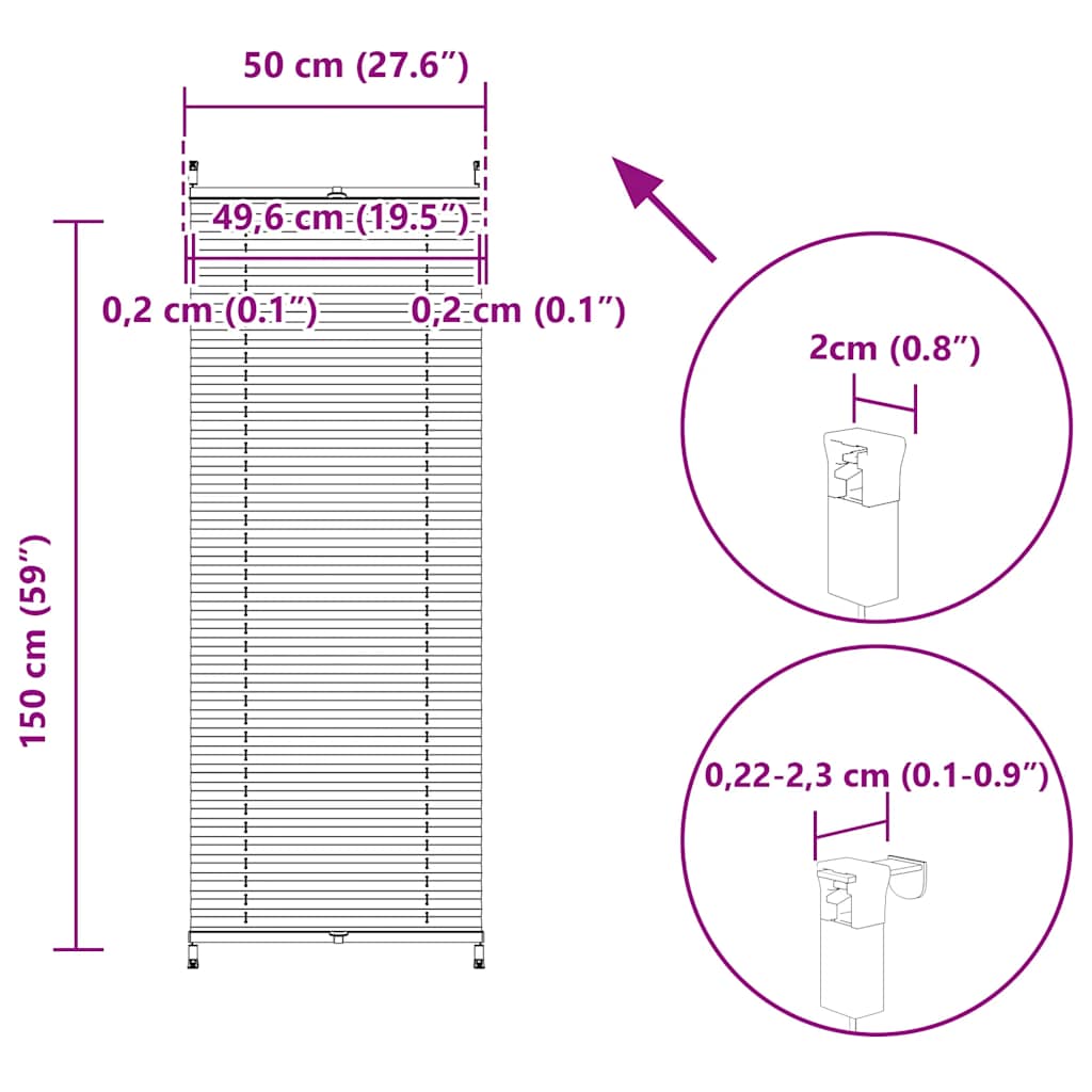 Tenda plissè 50x150cm Crema