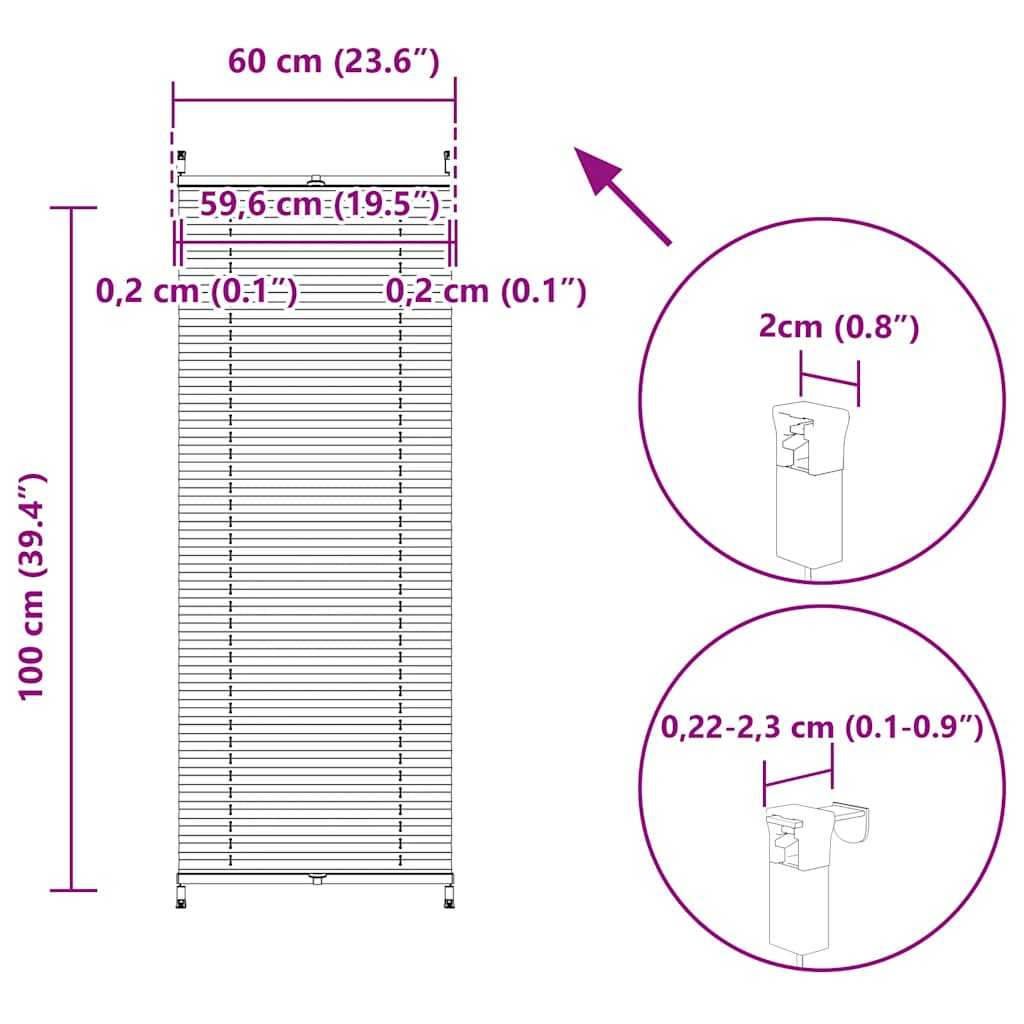 Tenda plissè 60x100cm Crema