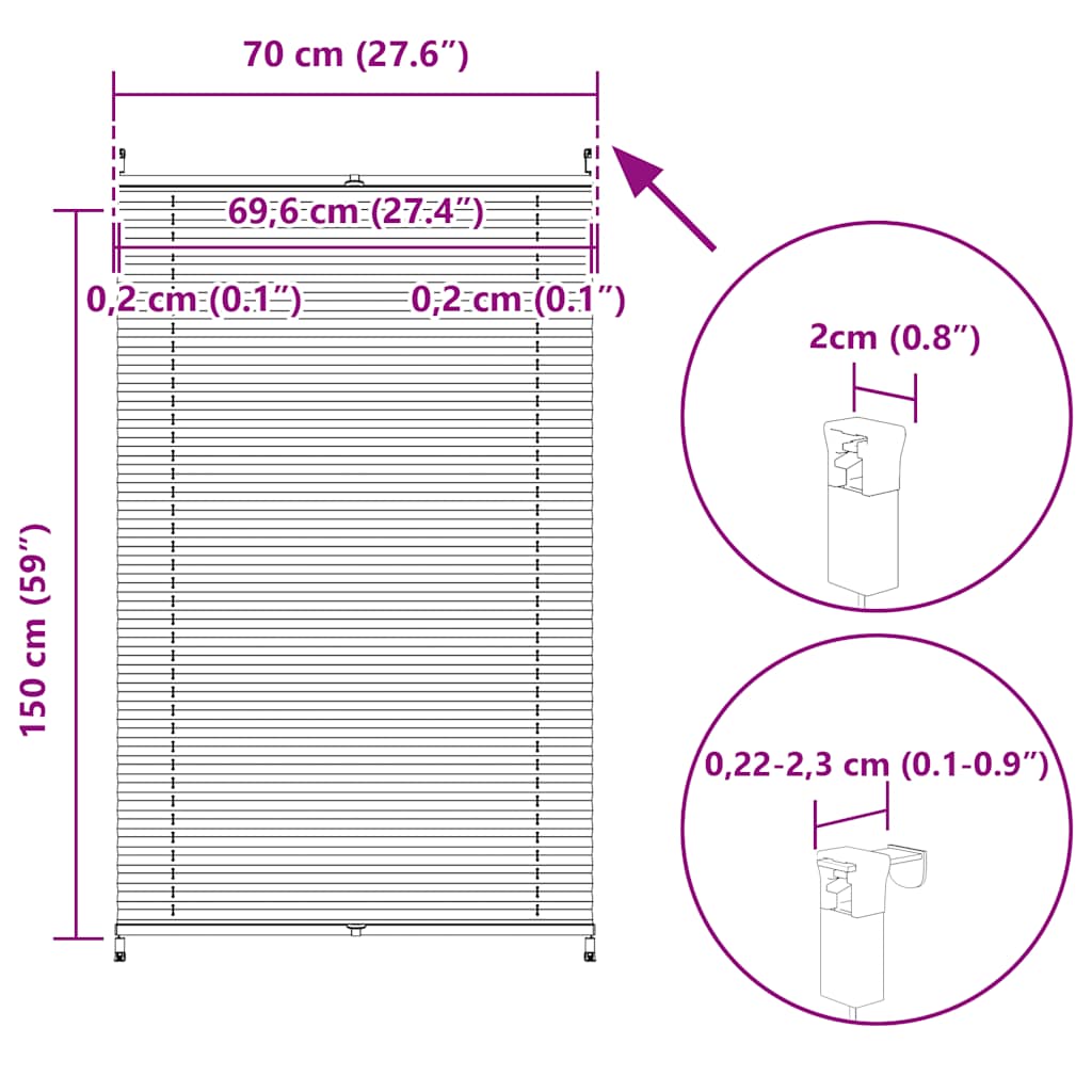 Tenda plissè 70x150cm Crema