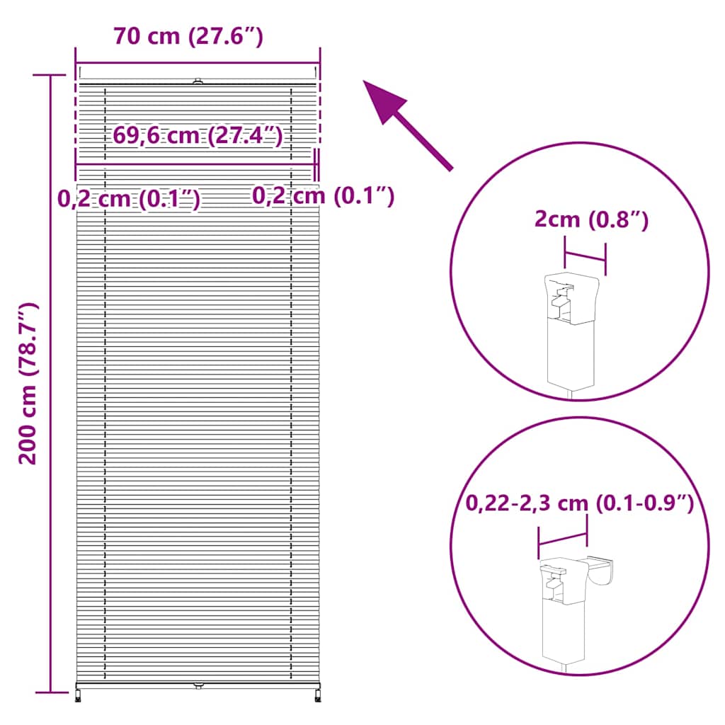 Tenda plissè 70x200cm Crema