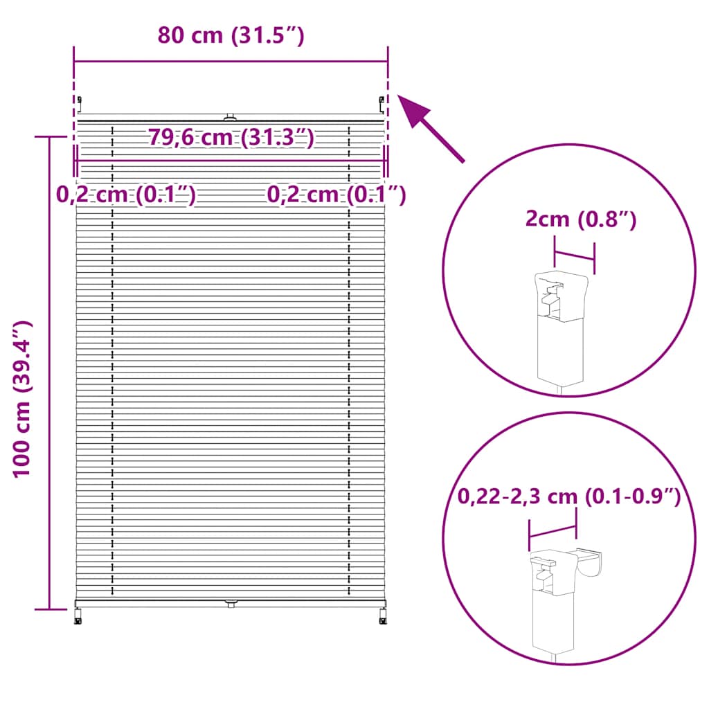 Tenda plissè 80x100cm Crema